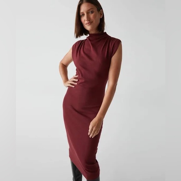 MICHAEL STARS NWOT LOLANDA POWER SHOULDER MIDI DRESS - Picture 4 of 5